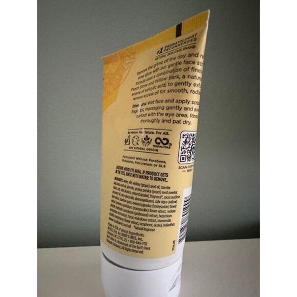 Burt's Bees Deep Cleansing Pore Scrub Peach & Willow Bark 4 oz- New - Picture 3 of 4
